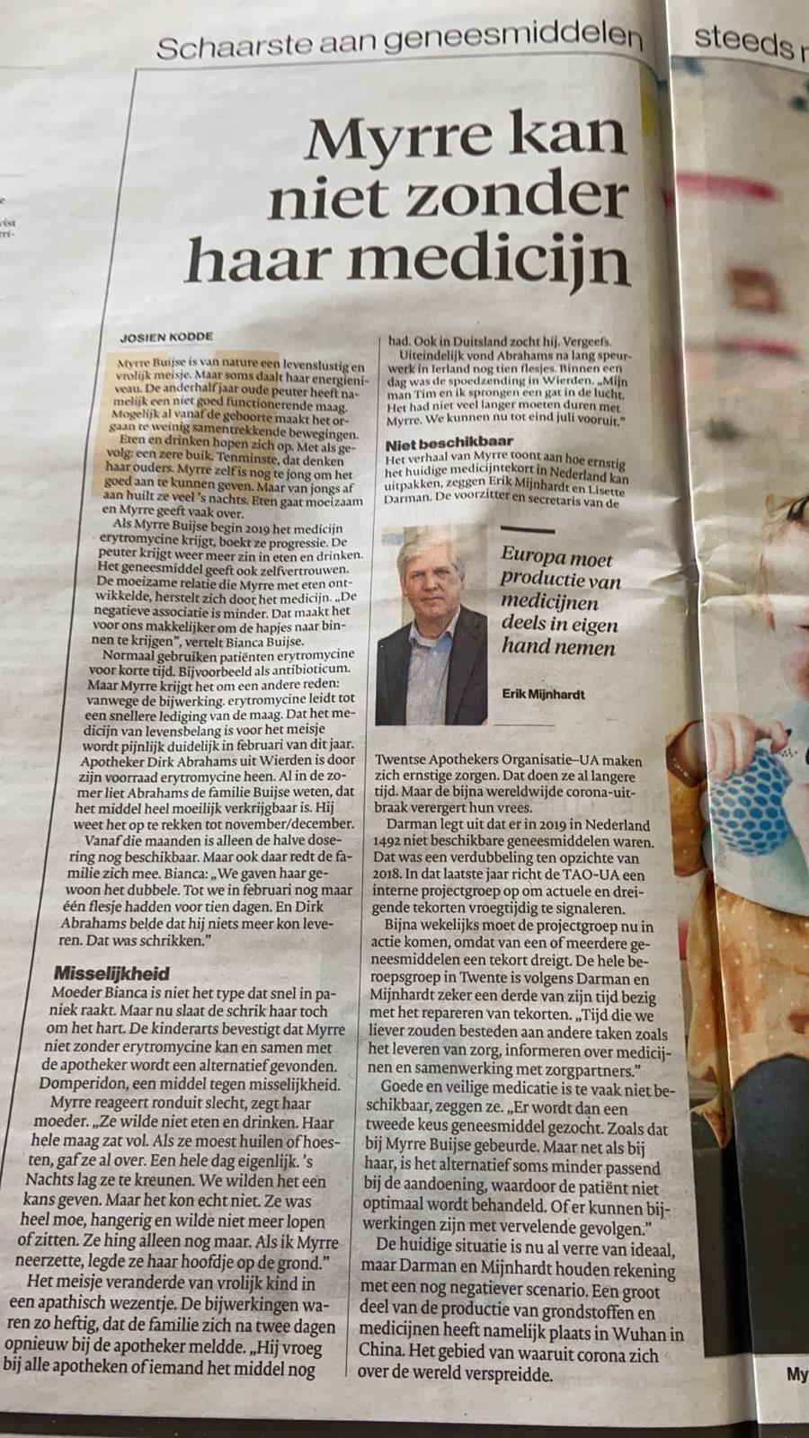 TAO-UA in het nieuws: Projectgroep geneesmiddelenbeschikbaarheid en tekorten